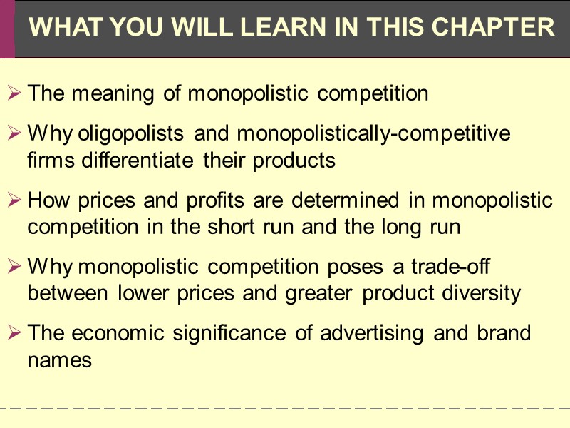 The meaning of monopolistic competition  Why oligopolists and monopolistically-competitive firms differentiate their products